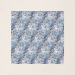 Ice and Snow Textured Blue Christmas Pattern Scarf