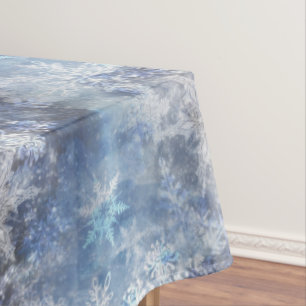 Ice and Snow Textured Blue Christmas Pattern Tablecloth