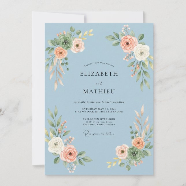 Ice Apricot Petal Wedding Invitation (Front)
