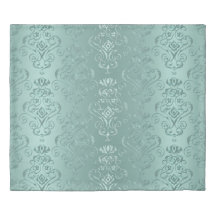Ice Aqua Vintage Damask Print Bedspread