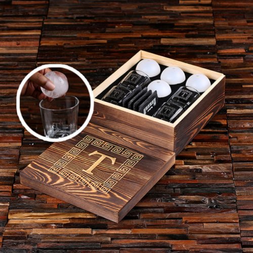 Ice Ball Mold with Coasters and Whiskey Glasses