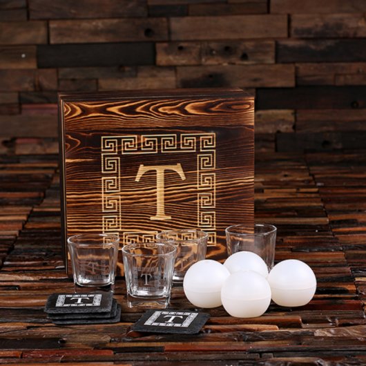 Ice Ball Mold with Coasters and Whiskey Glasses (Front)