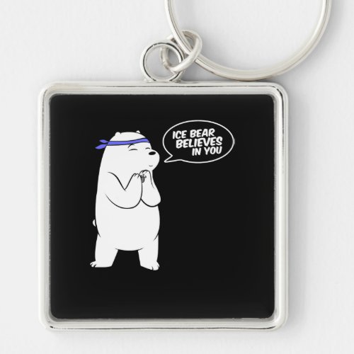 Ice Bear Believes In You Polar Bear Dreaming Keychain