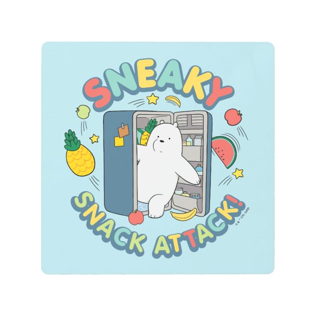 Ice Bear - Sneaky Snack Attack! Metal Print (Front)