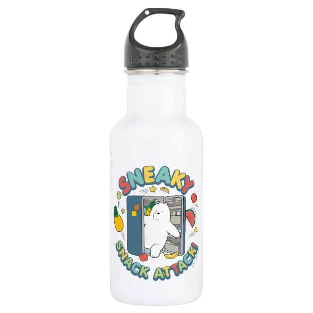 Ice Bear - Sneaky Snack Attack! Stainless Steel Water Bottle (Front)