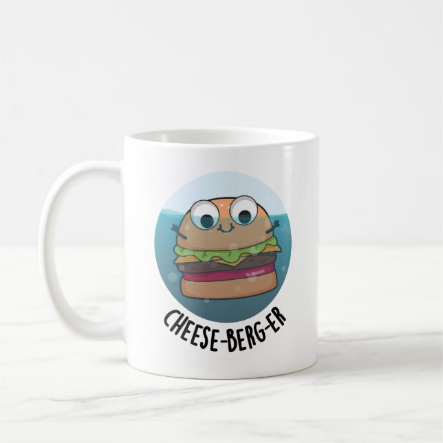 Ice-berg Funny Cheeseburger Pun  Coffee Mug (Left)