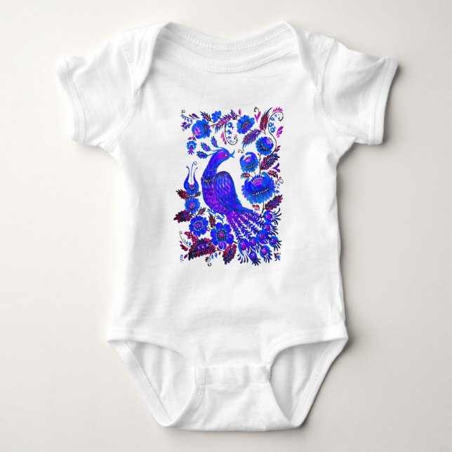 Ice bird petrykivka ukrainian art baby bodysuit (Front)