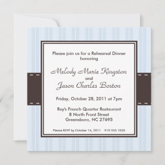Ice Blue and Dark Brown Inset Square Invitations