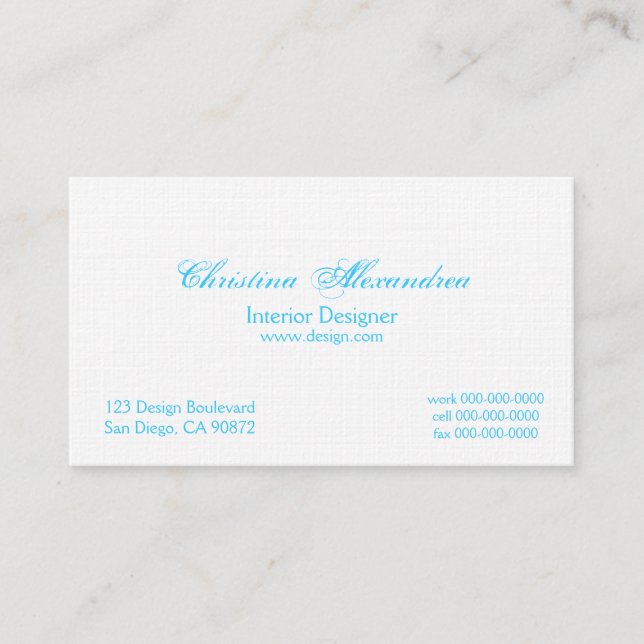 Ice Blue and Linen Damask Business Cards (Front)