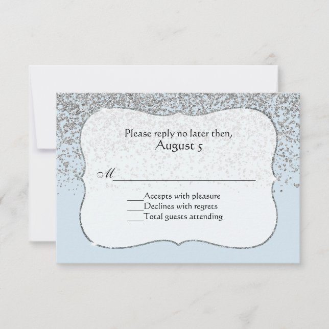 Ice Blue and Silver All Purpose RSVP Card (Front)