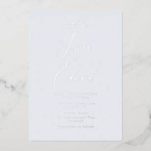 Ice Blue and Silver Foil Wedding  Invitation