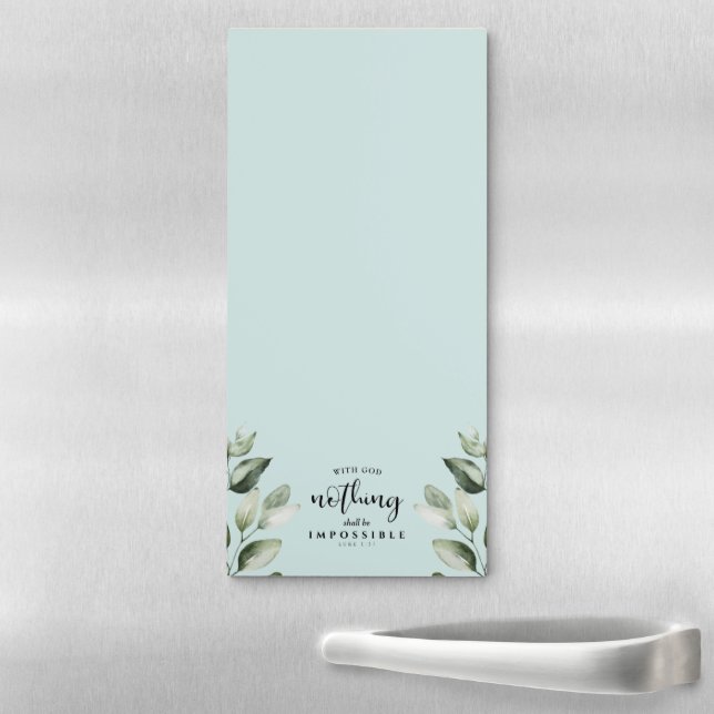 Ice Blue Christian Nothing shall be Impossible Magnetic Notepad (In Situ)