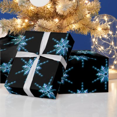 Ice Blue Christmas Star on Black Christmas