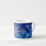 Ice Blue Christmas Star Snowflake Espresso Cup