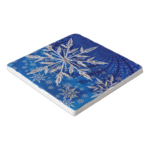 Ice Blue Christmas Star Snowflake Trivet