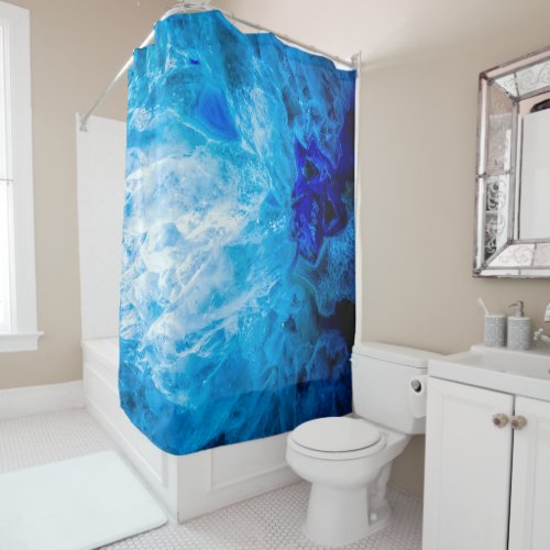 Ice Blue Crystal Gem Gemstone Agate Quartz Shower Curtain