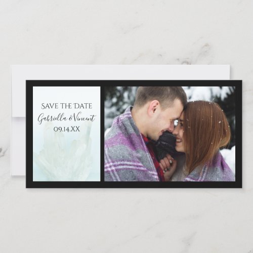 Ice Blue Crystals Wedding Save the Date Photo Card