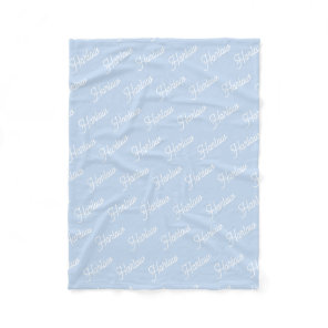 Ice Blue Custom Kids Name Repeat Fleece Blanket