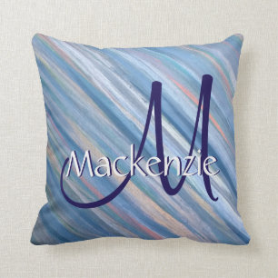 Ice-Blue Decor Cool Icy Silver Peach Brushstroke Throw Pillow