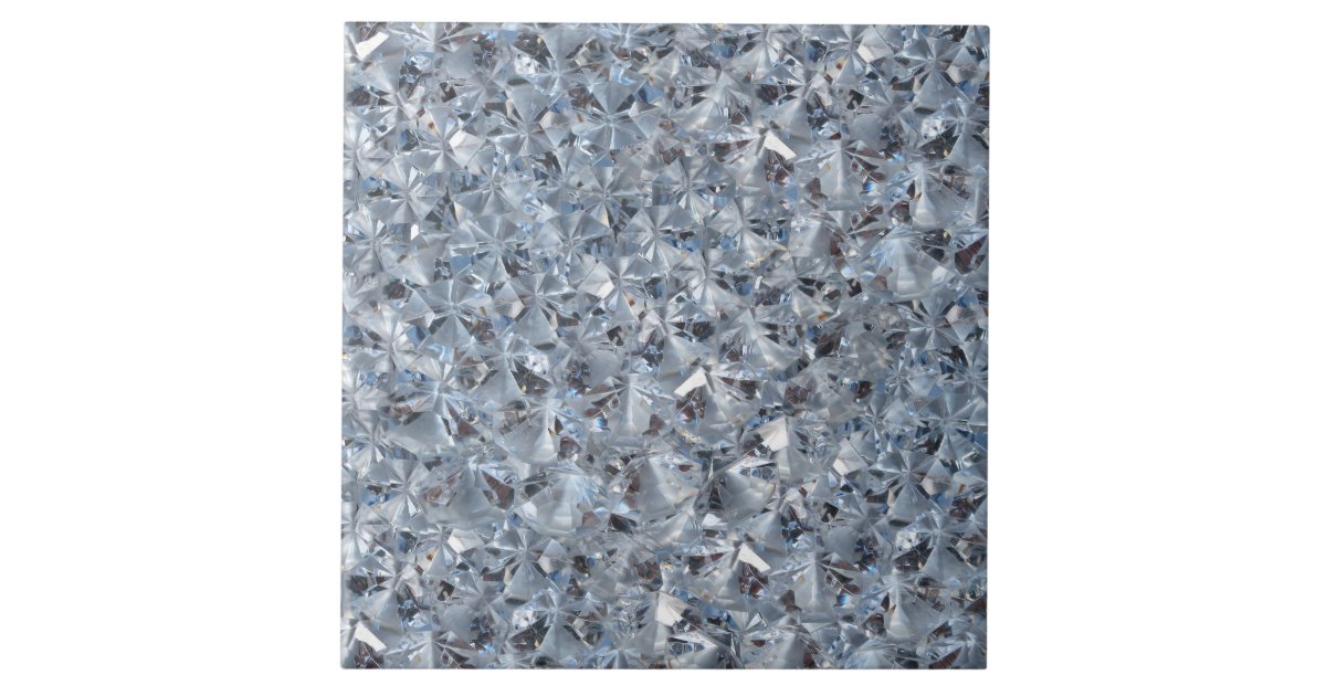 Ice Blue Diamond Crystals Bling Ceramic Tile | Zazzle