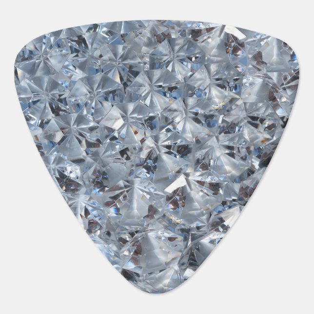 Ice Blue Diamond Crystals Bling Guitar Pick (Front)