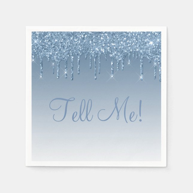 Ice Blue Elegant Script Glam Modern Glitter Girly Napkins (Front)