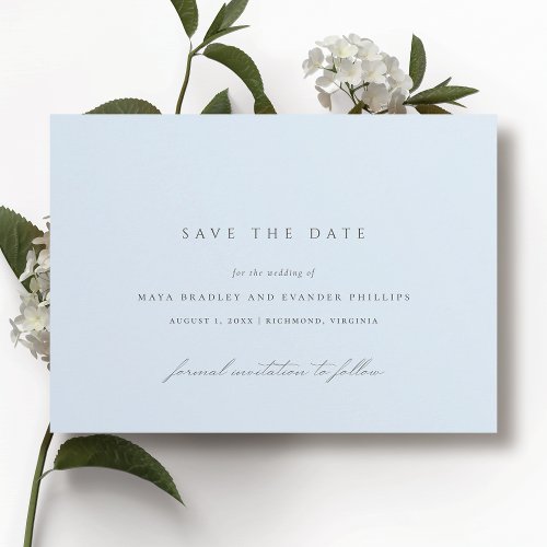 Ice Blue  Elegant Simple Airy Winter Wedding Save The Date