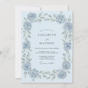 Ice Blue Ethereal Floral Wedding Invitation