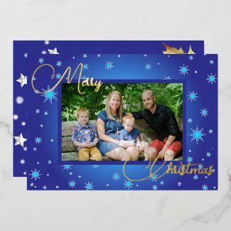Ice Blue Family Photo Christmas Greeting