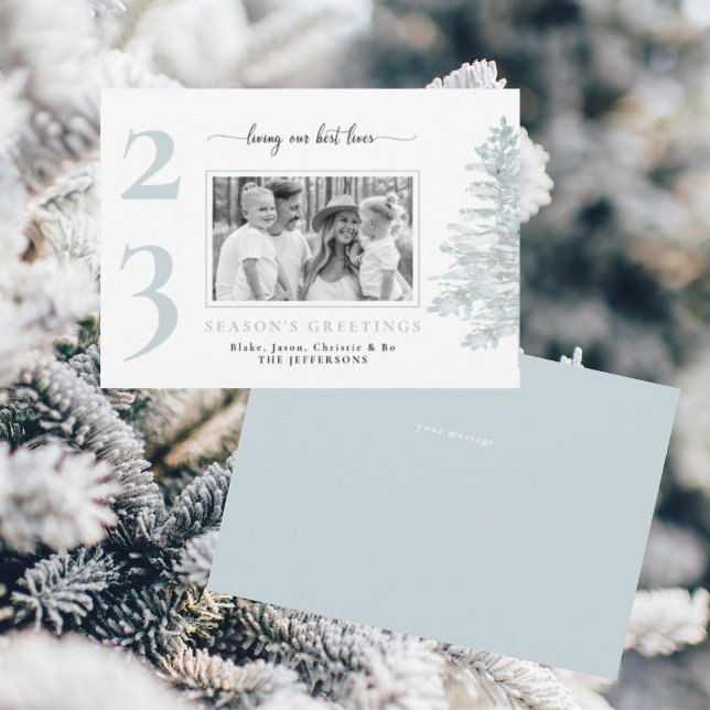 Ice blue Family Photo Living Our Best Lives Invitation (Creator Uploaded)