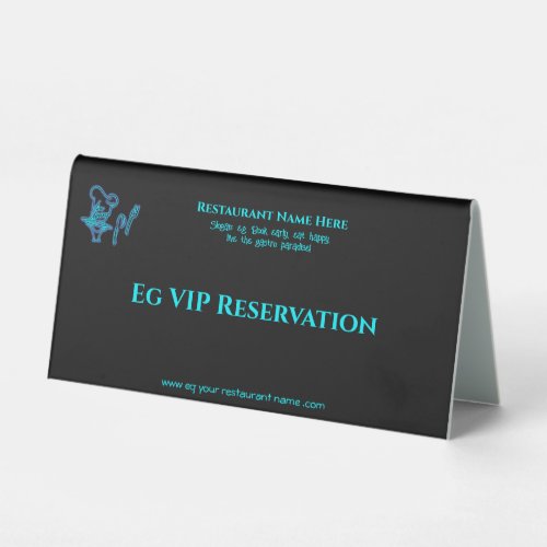 Ice blue fine dining restaurant logo table tent sign