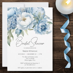 Ice Blue Floral Bridal Shower Invitation