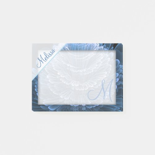 Ice Blue Floral Monogram Post-it Notes