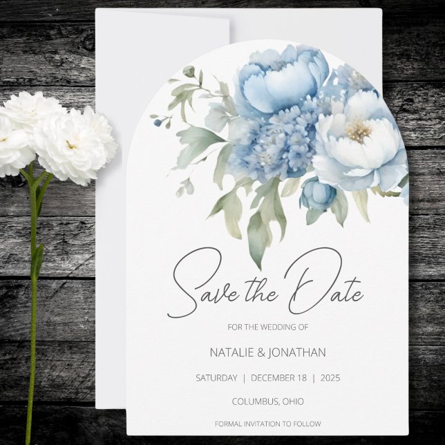 Ice Blue Floral Save the Date  Invitation (Creator Uploaded)