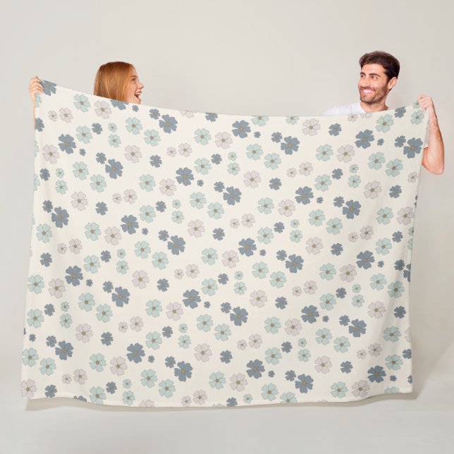 Ice Blue Flower petals modern pattern Fleece Blanket (In Situ)