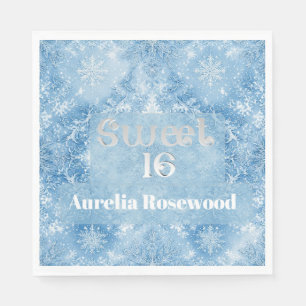 Ice Blue Frost Fairytale Winter Snow Sweet 16 Chic Napkins