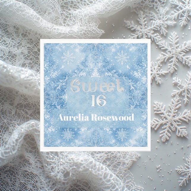 Ice Blue Frost Fairytale Winter Snow Sweet 16 Chic Napkins (Ice Blue Frost Fairytale Winter Snow Sweet 16 Chic Napkins)