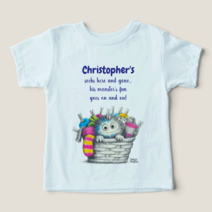 Ice Blue Funny Sock Monster Toddler T-shirt