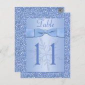 Ice Blue Glittery Snowflakes Table Number Card (Front/Back)
