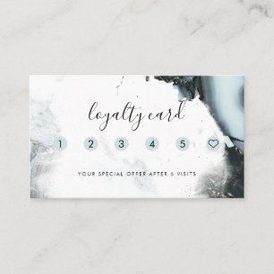 Ice Blue Gray Black Marble Background 6 Punch Loyalty Card