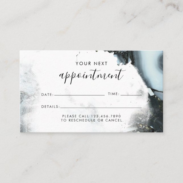 Ice Blue Gray Black Marble Background Appointment Card (Front)