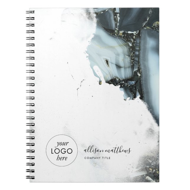 Ice Blue Gray Black Marble Background  Notebook (Front)