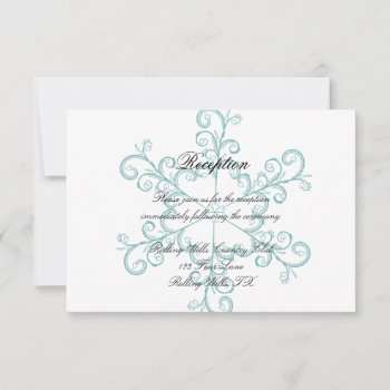 Ice Blue Heart Snowflake Wedding Reception Invitation by NoteableExpressions at Zazzle