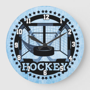 Ice Blue Hockey Large Clock