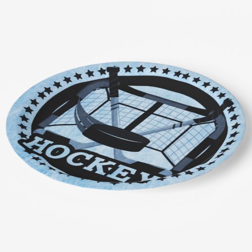 Ice Blue Hockey  Paper Plates