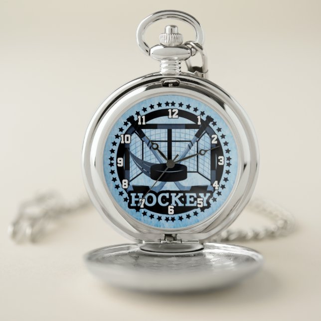Ice Blue Hockey Pocket Watch (Inside)