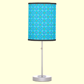 Ice Blue Infinity Signs Abstract Aqua Cyan Flowers Table Lamp