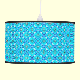 Ice Blue Infinity Signs Abstract Aqua Cyan Flowers Hanging Lamps