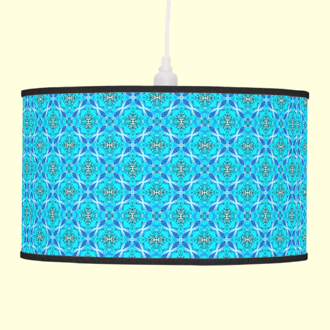 Ice Blue Infinity Signs Abstract Aqua Cyan Flowers Hanging Lamps