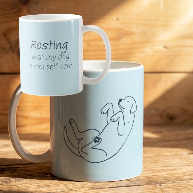 Ice Blue Labrador Dog Mom – Resting with My Dog Coffee Mug (Creator Uploaded)